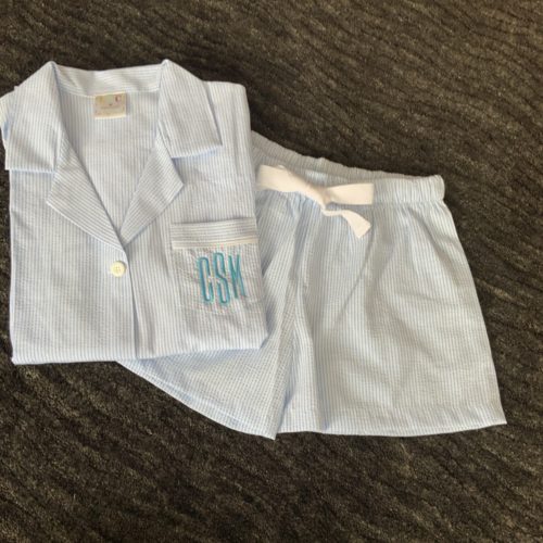 Seersucker Short Sleeve Pajamas Set